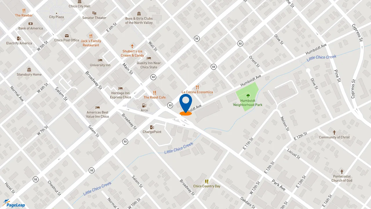https://pageleap.com map showing location of Dutch Bros Coffee in Chico.