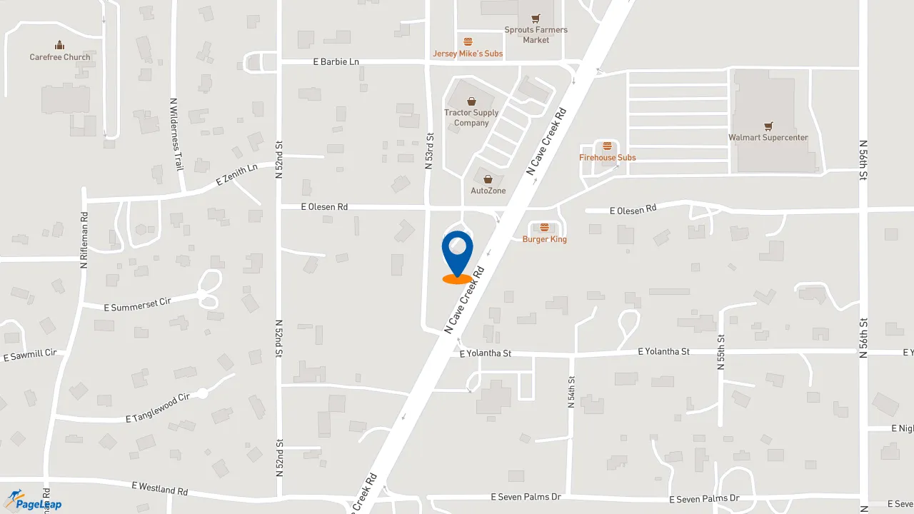 https://pageleap.com map showing location of Dutch Bros Coffee in Cave Creek.