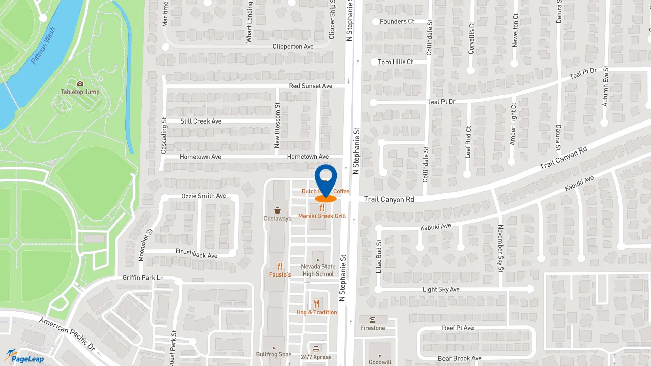 https://pageleap.com map showing location of Dutch Bros Coffee in Henderson.