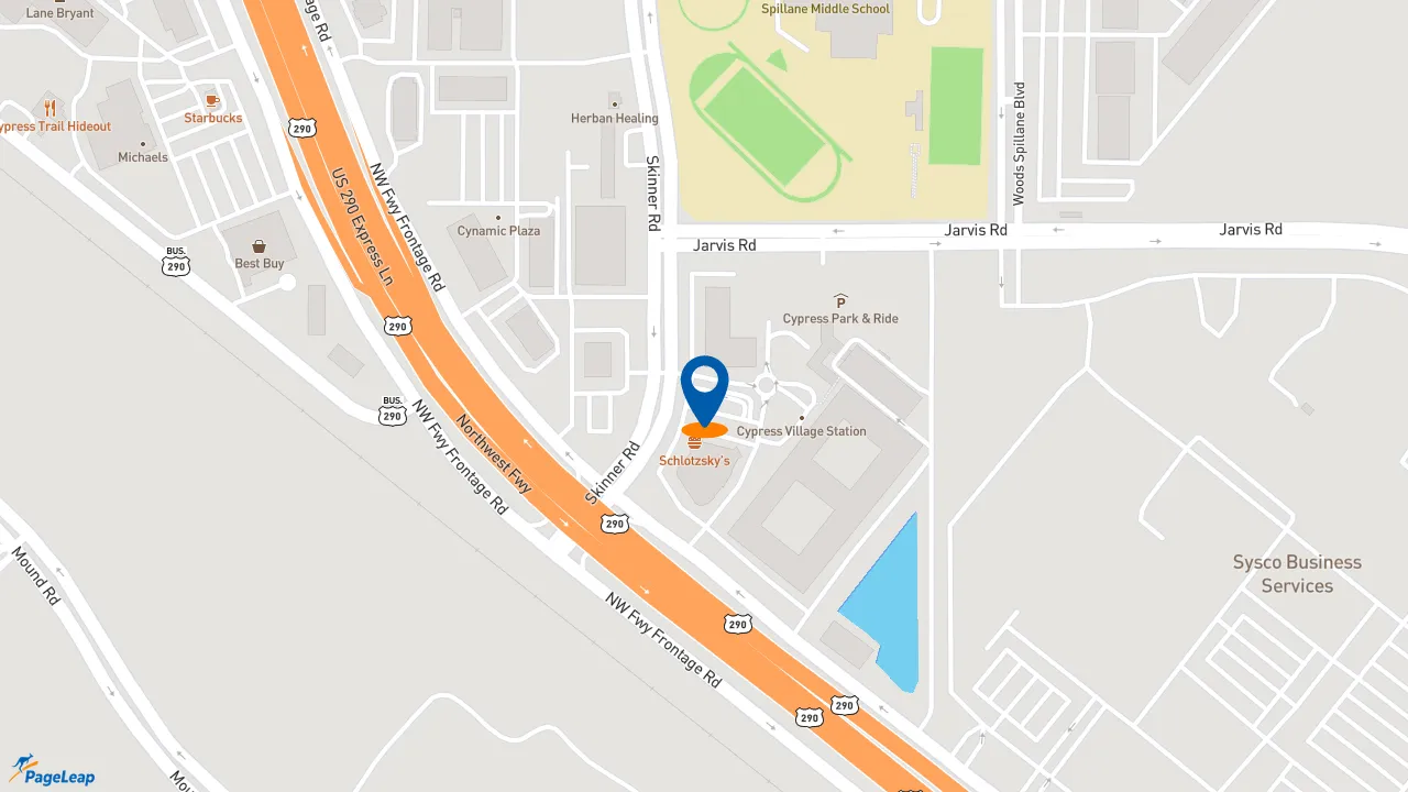 https://pageleap.com map showing location of Dutch Bros Coffee in Cypress.