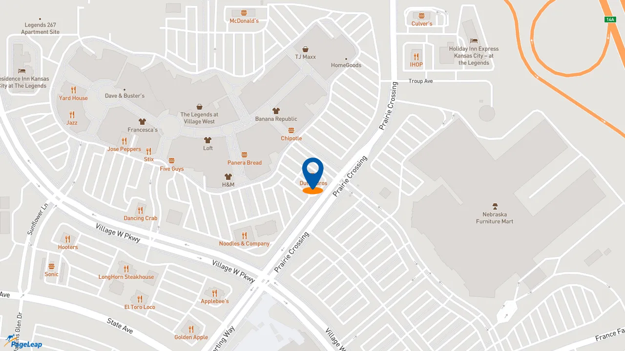 https://pageleap.com map showing location of Dutch Bros Coffee in Kansas City.