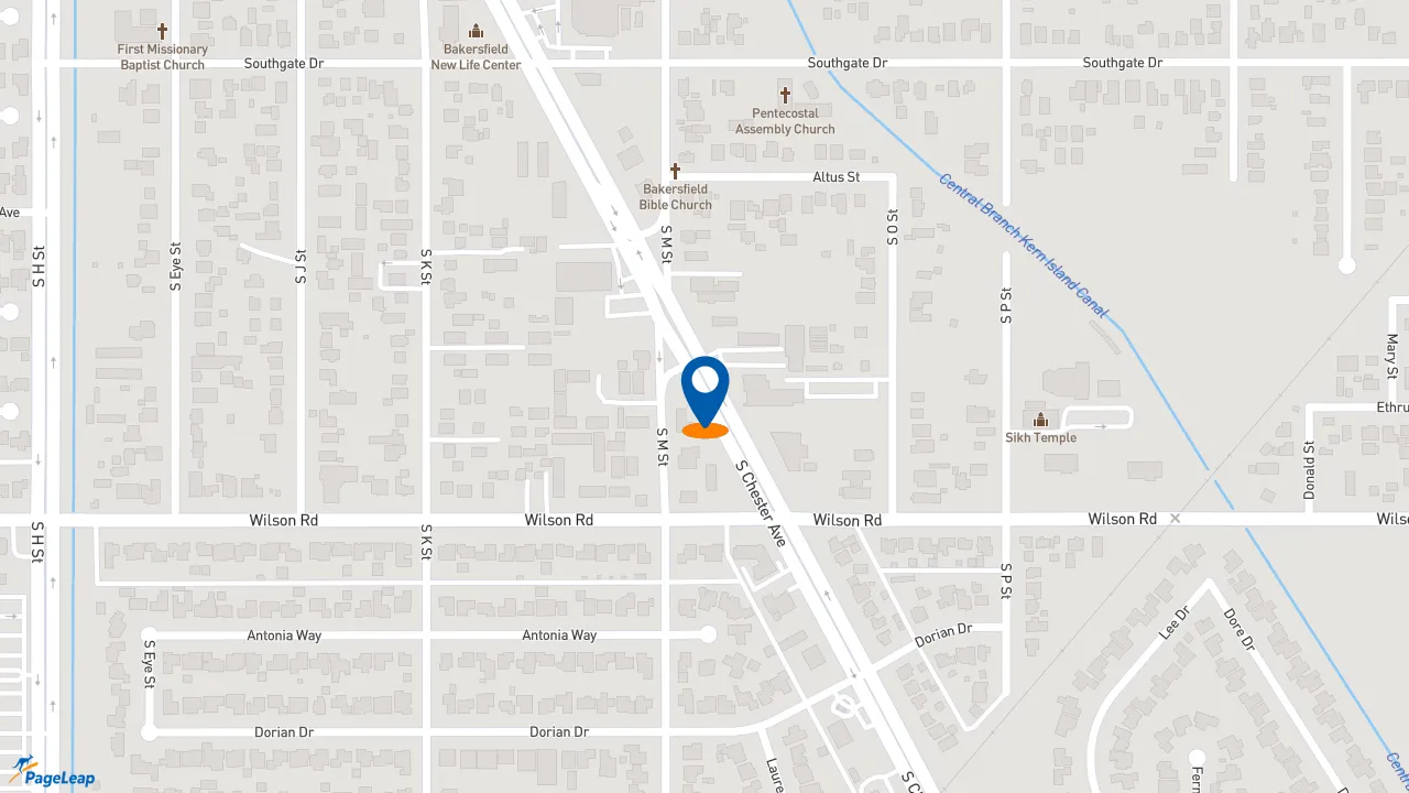 https://pageleap.com map showing location of Dutch Bros Coffee in Bakersfield.