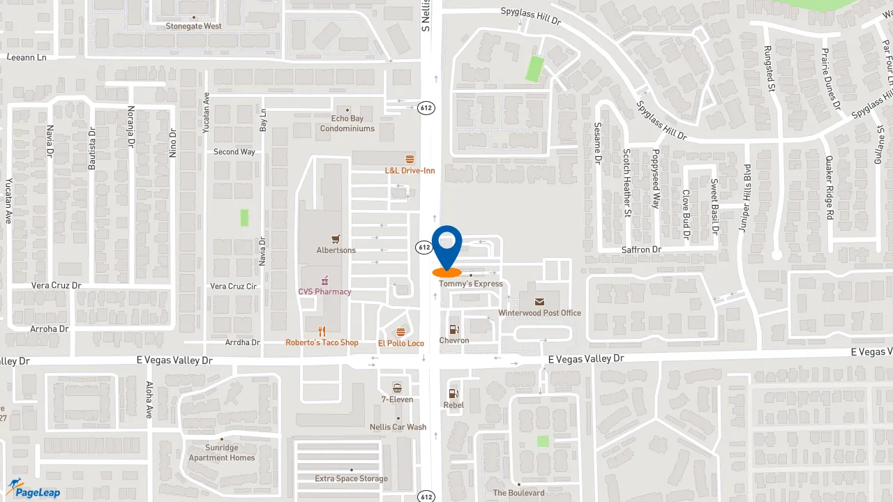 https://pageleap.com map showing location of Dutch Bros Coffee in Las Vegas.