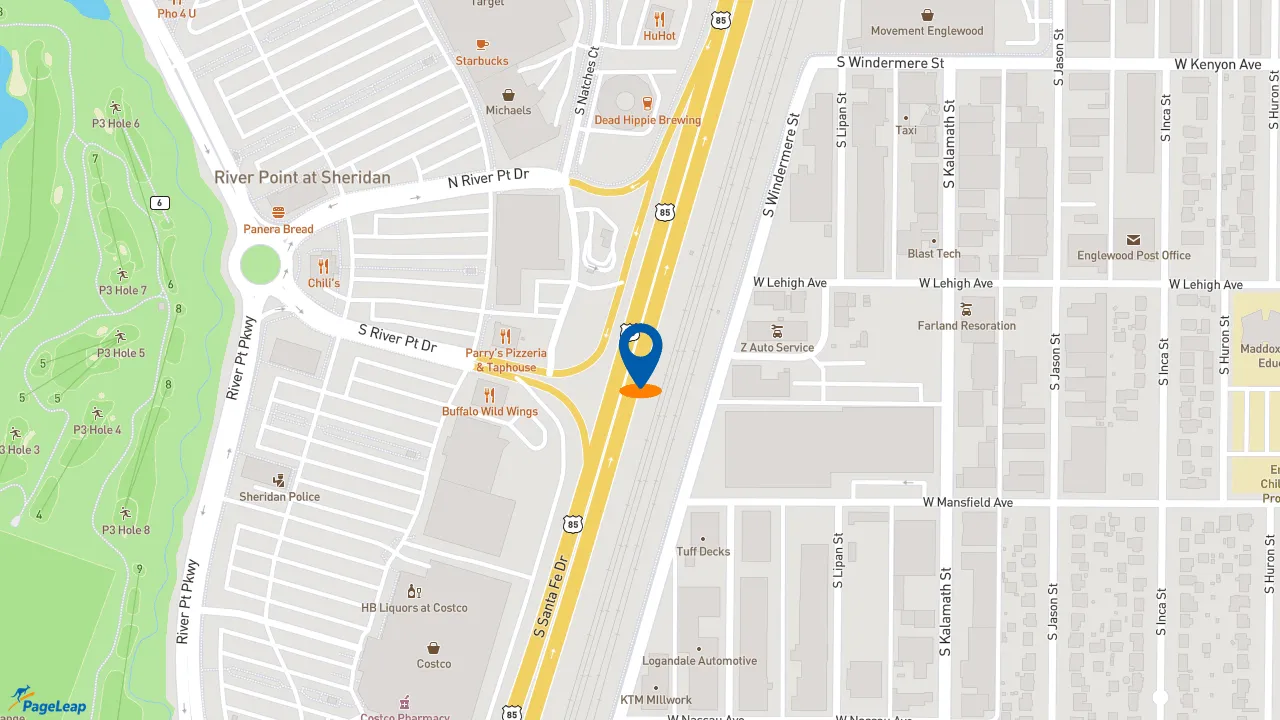 https://pageleap.com map showing location of Dutch Bros Coffee in Sheridan.