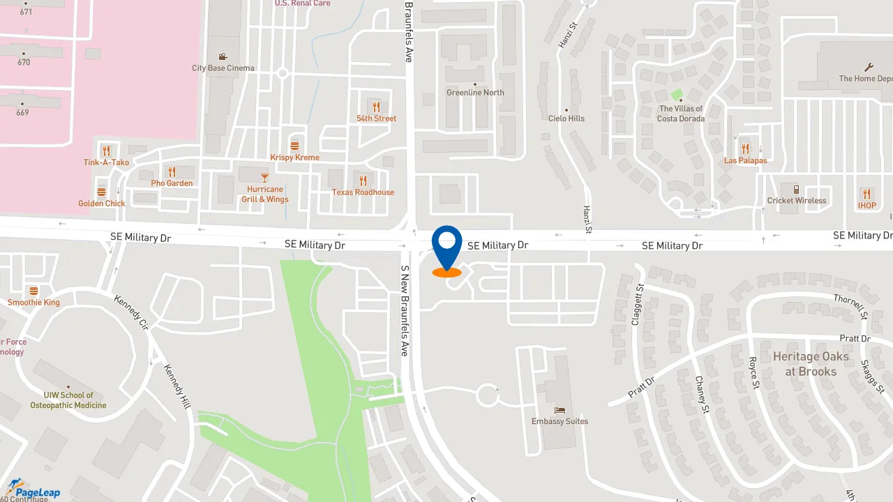 https://pageleap.com map showing location of Dutch Bros Coffee in San Antonio.