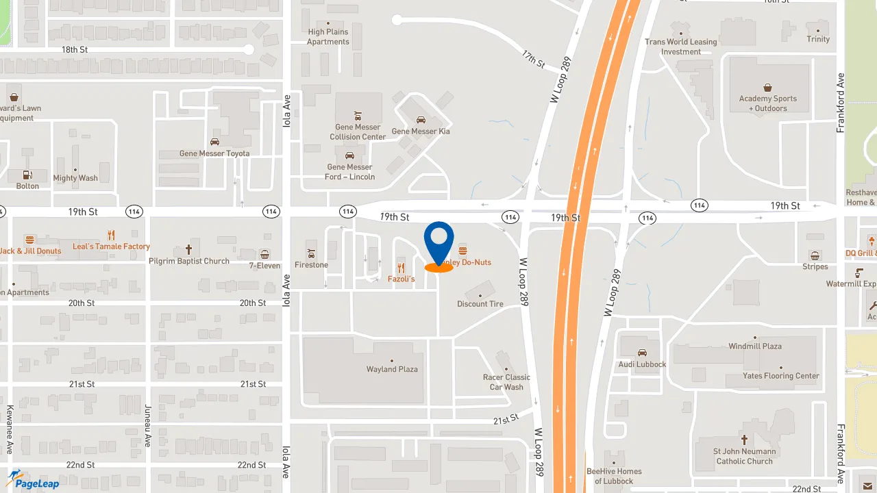 https://pageleap.com map showing location of Dutch Bros Coffee in Lubbock.