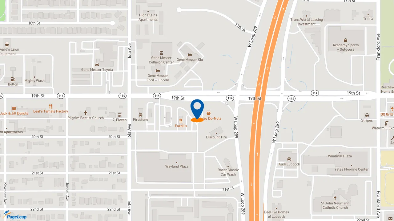 https://pageleap.com map showing location of Dutch Bros Coffee in Lubbock.