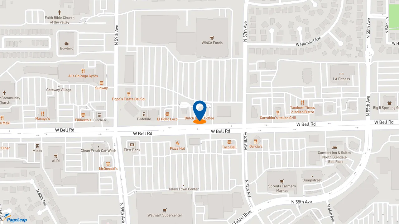 https://pageleap.com map showing location of Dutch Bros Coffee in Glendale.