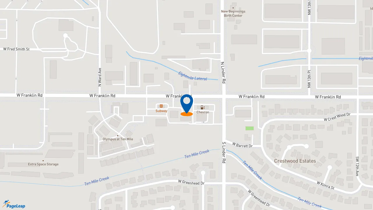 https://pageleap.com map showing location of Dutch Bros Coffee in Meridian.