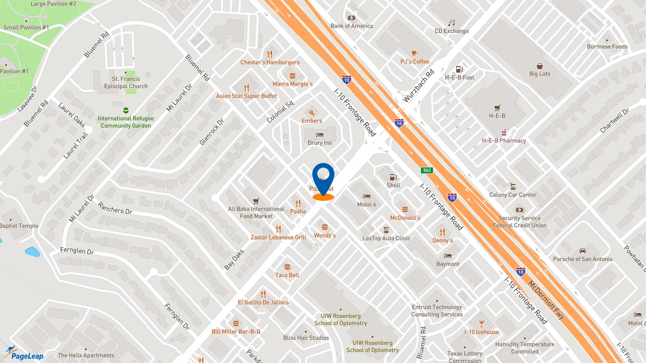 https://pageleap.com map showing location of Dutch Bros Coffee in San Antonio.