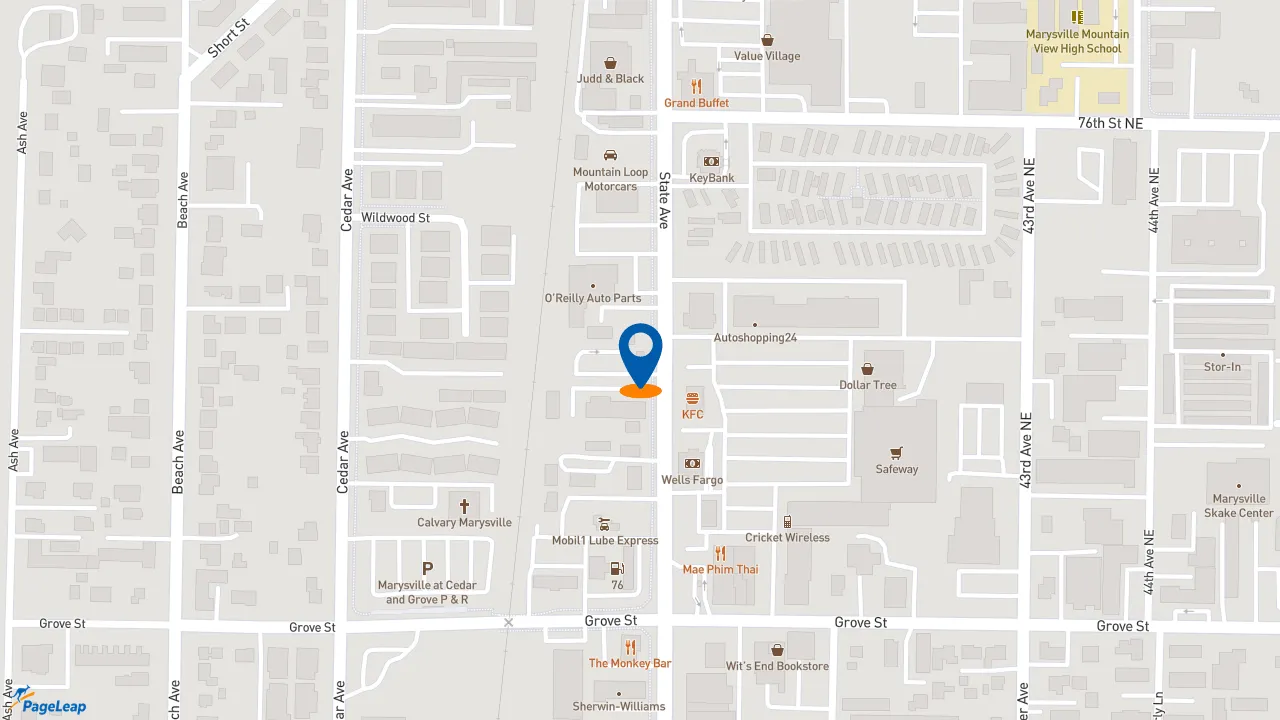 https://pageleap.com map showing location of Dutch Bros in Marysville.
