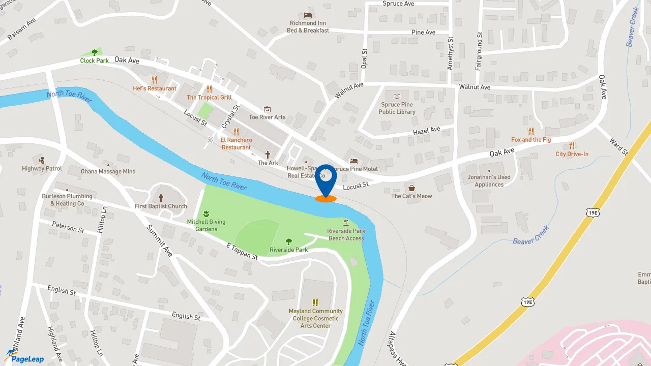 PageLeap.com map showing location of Edward Jones - Financial Advisor: Bing Crosby, AAMS™ in Spruce Pine.