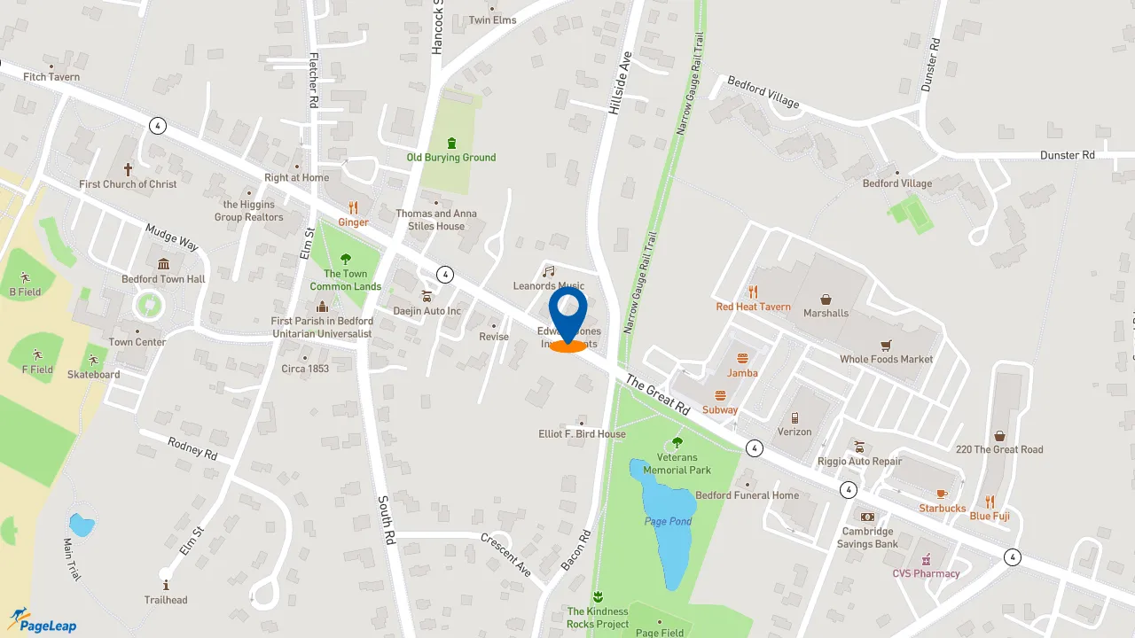 https://pageleap.com map showing location of Edward Jones - Financial Advisor: Britton J Wilson, AAMS™ in Bedford.