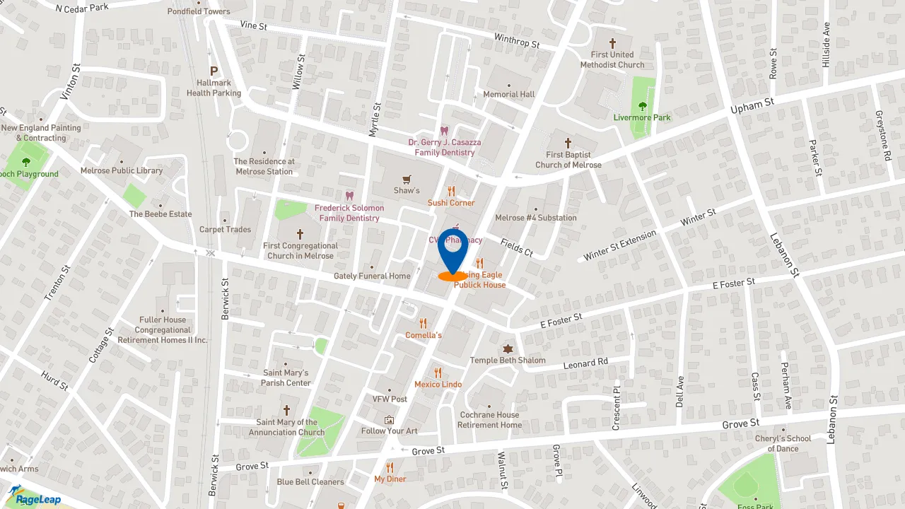https://pageleap.com map showing location of Edward Jones - Financial Advisor: Christopher C Cinella in Melrose.
