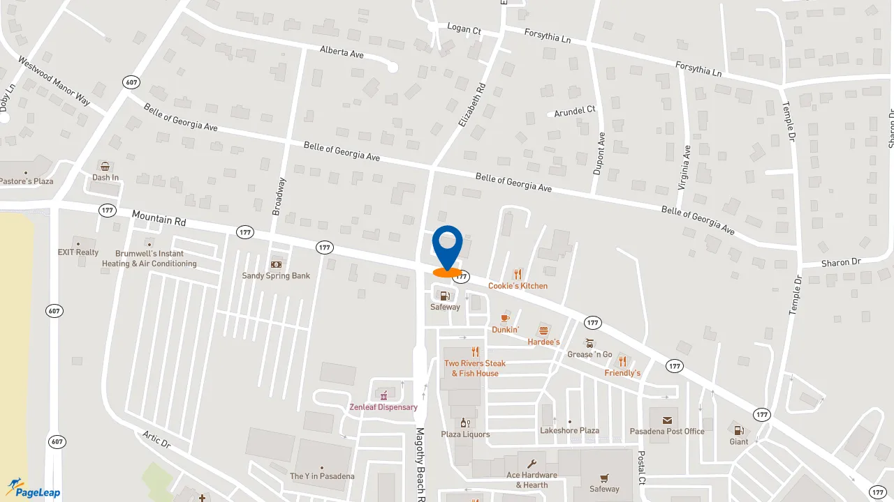 https://pageleap.com map showing location of Edward Jones - Financial Advisor: Dan Higgins in Pasadena.