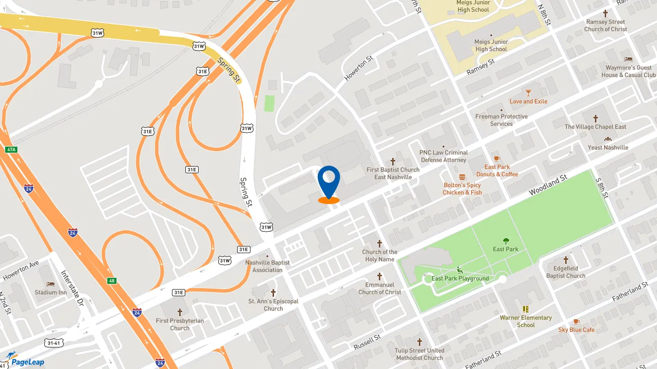 https://pageleap.com map showing location of Edward Jones - Financial Advisor: Frank Ballard Jr in Nashville.