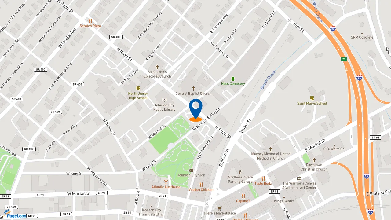 https://pageleap.com map showing location of Edward Jones - Financial Advisor: Howard O Hunt, CFP®|AAMS™ in Johnson City.