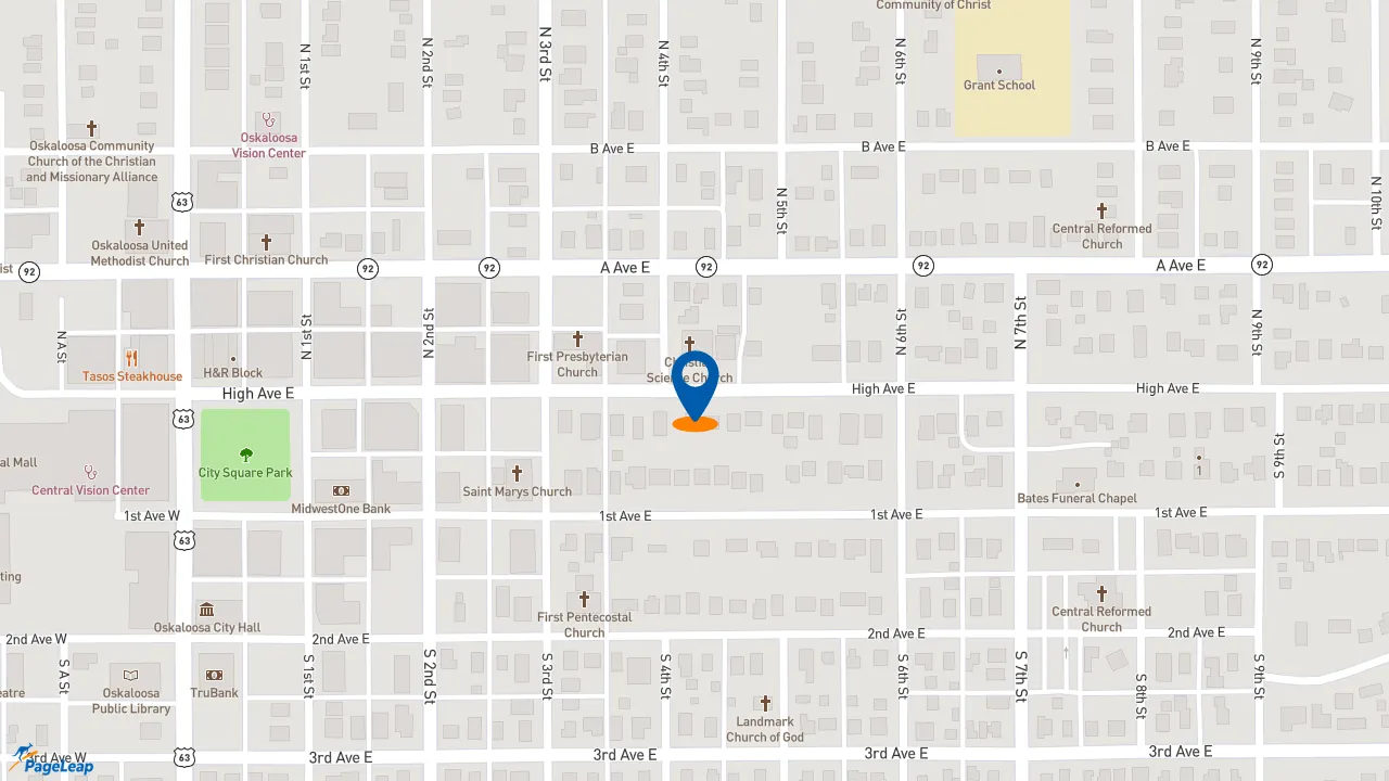 https://pageleap.com map showing location of Edward Jones - Financial Advisor: Jennifer Main in Oskaloosa.