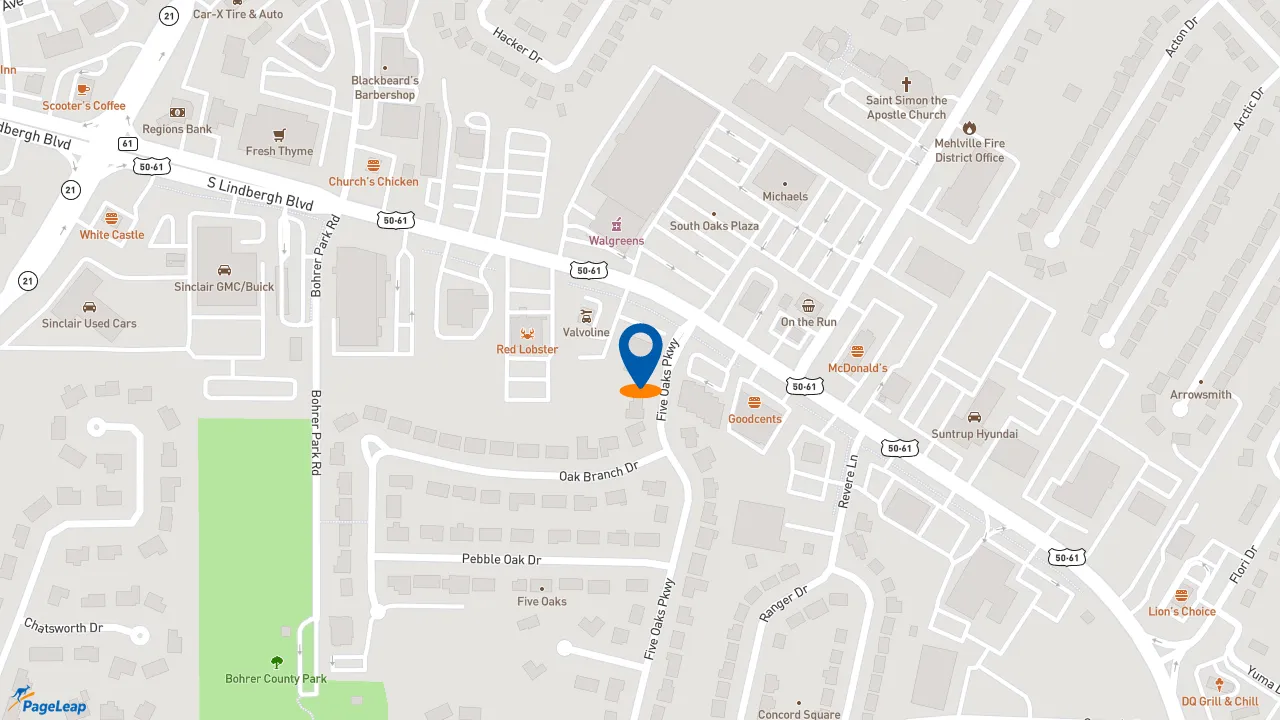 https://pageleap.com map showing location of Edward Jones - Financial Advisor: Tom B Domian, AAMS™ in St Louis.