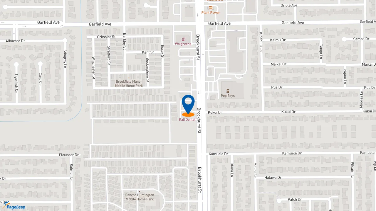 https://pageleap.com map showing location of El Pollo Loco in Huntington Beach.