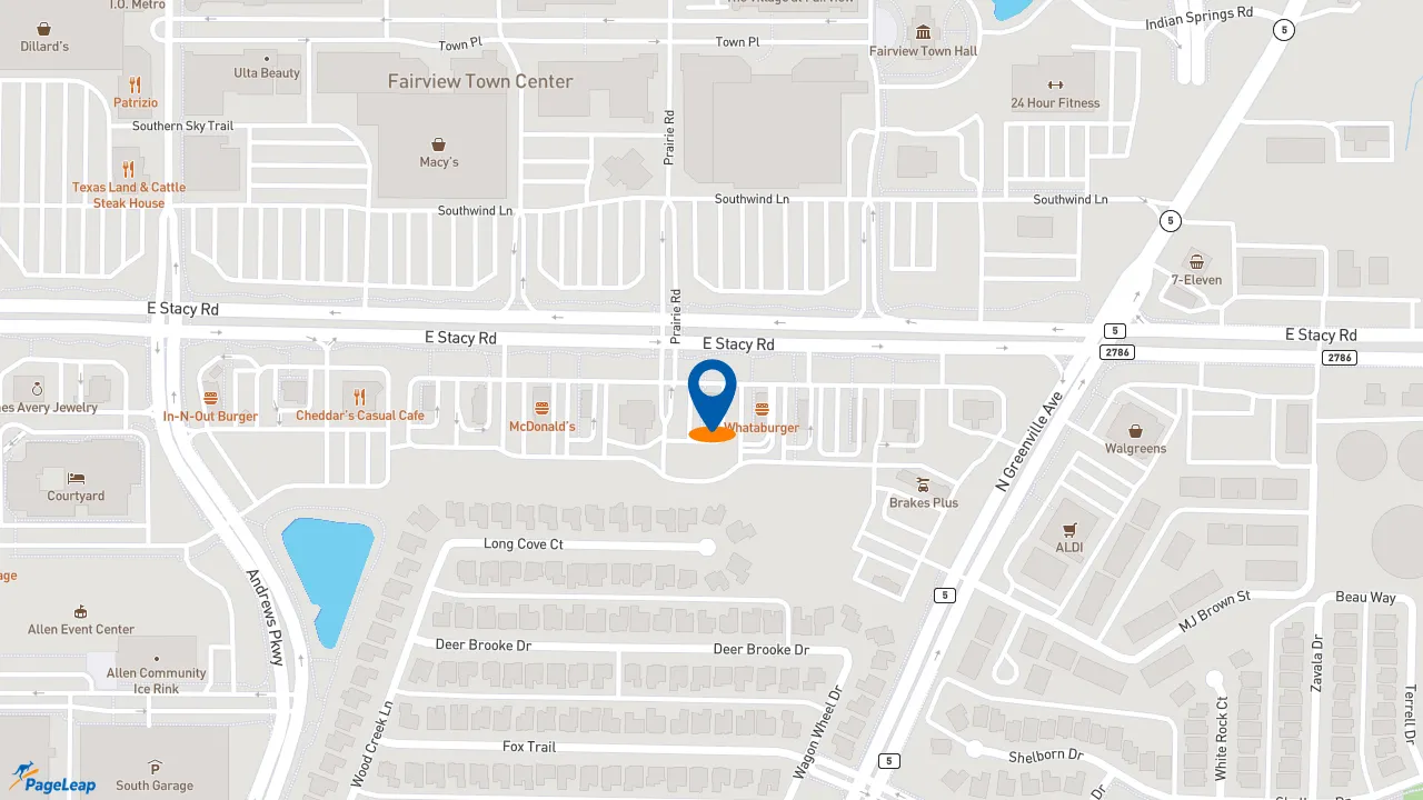 https://pageleap.com map showing location of El Pollo Loco in Allen.