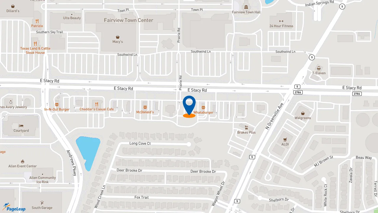 https://pageleap.com map showing location of El Pollo Loco in Allen.