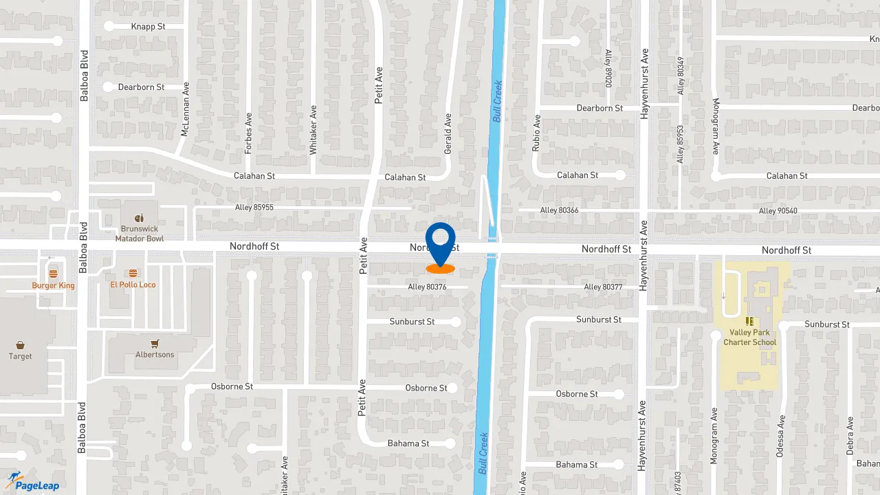 https://pageleap.com map showing location of El Pollo Loco in Northridge.