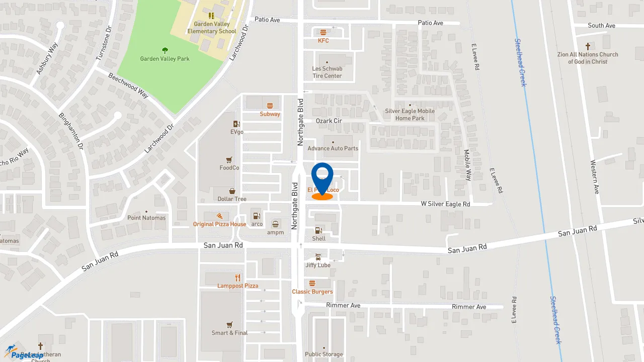 https://pageleap.com map showing location of El Pollo Loco in Sacramento.