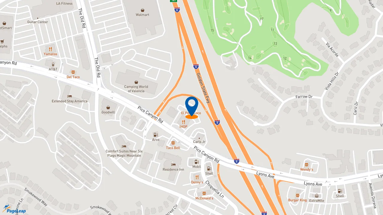 https://pageleap.com map showing location of El Pollo Loco in Newhall.