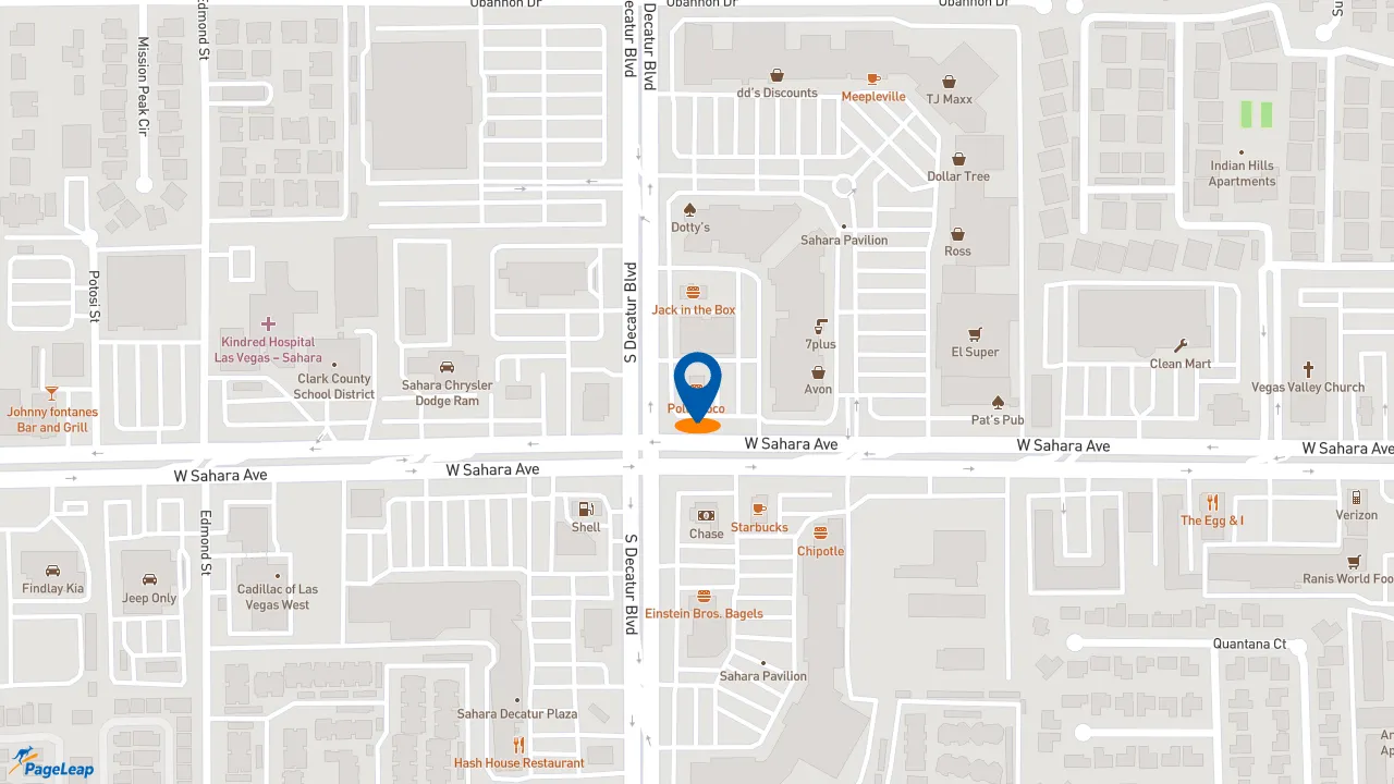 https://pageleap.com map showing location of El Pollo Loco in Las Vegas.