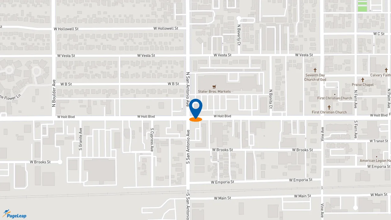 https://pageleap.com map showing location of El Pollo Loco in Ontario.