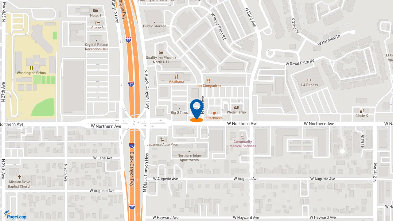 https://pageleap.com map showing location of El Pollo Loco in Phoenix.