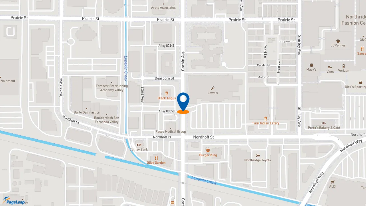 https://pageleap.com map showing location of Epic Wings - Closed in Northridge.