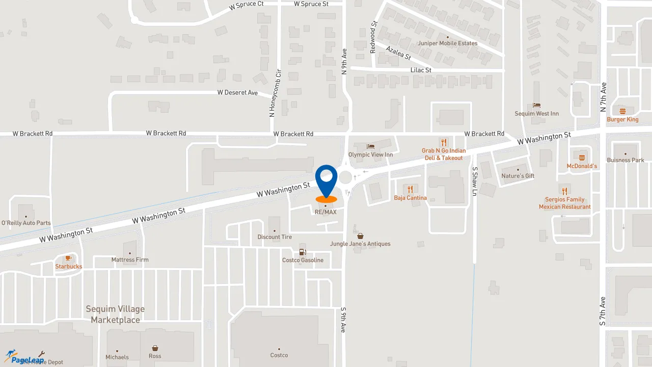 https://pageleap.com map showing location of Essence Coffee Roasters in Sequim.