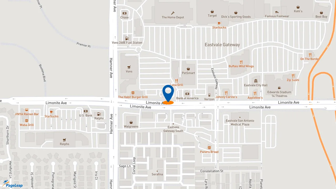 https://pageleap.com map showing location of Farmer Boys in Eastvale.