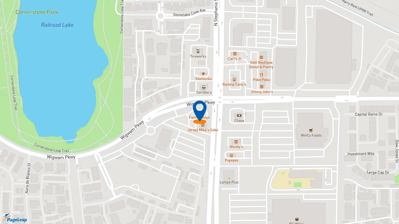 https://pageleap.com map showing location of Farmer Boys in Henderson.