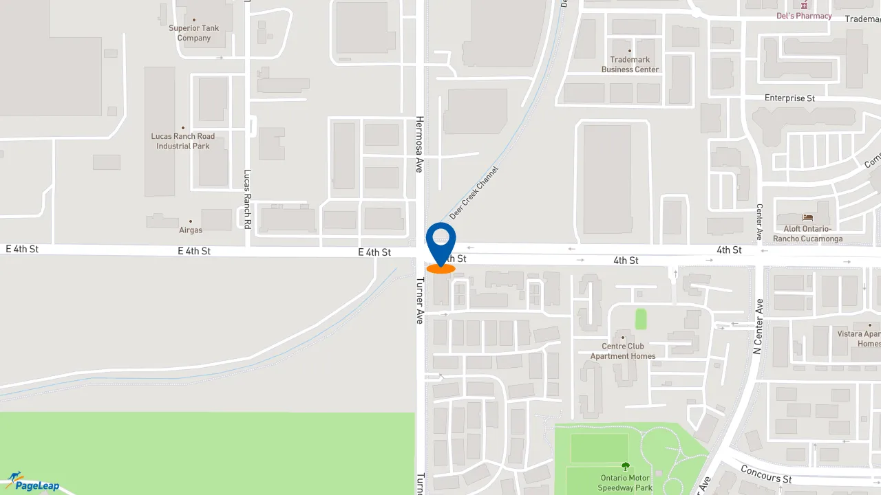 https://pageleap.com map showing location of Fatburger &amp; Buffalo&#039;s Express in Rancho Cucamonga.