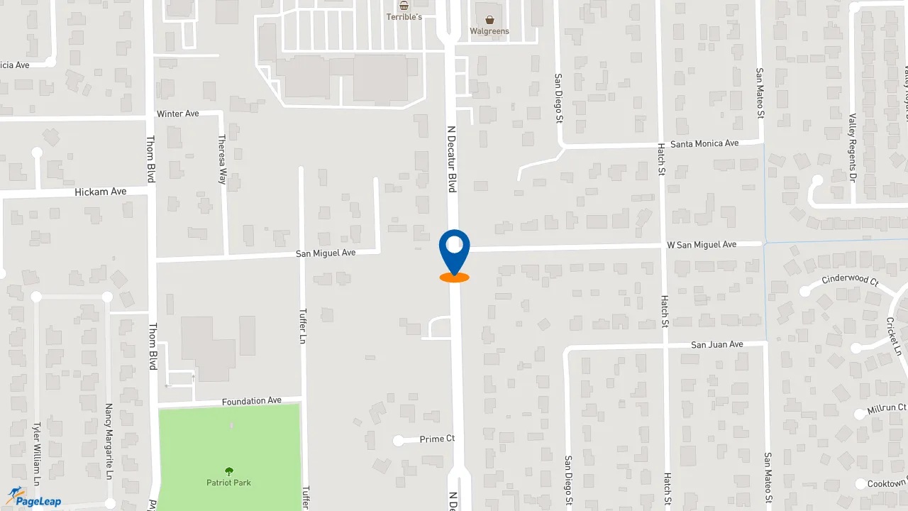 https://pageleap.com map showing location of Firehouse Subs 215 &amp; Rice in Las Vegas.