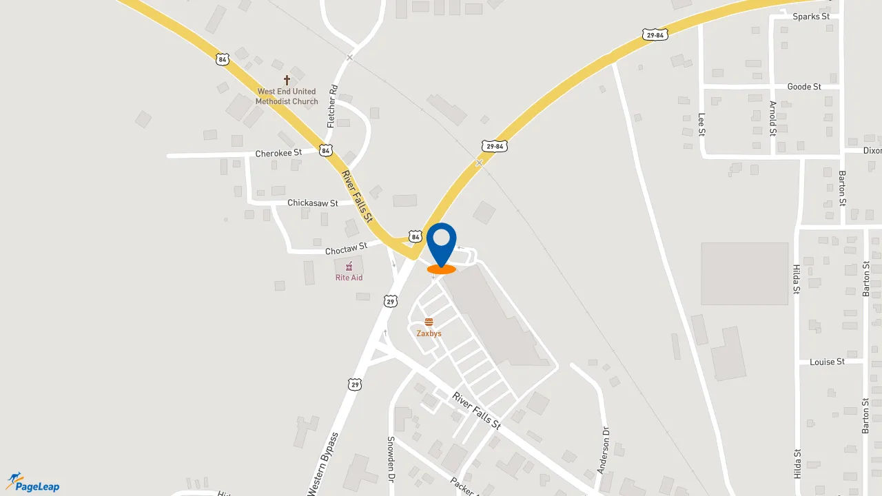 https://pageleap.com map showing location of Firehouse Subs Andalusia in Andalusia.