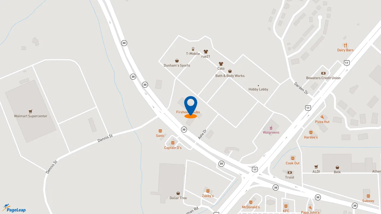 https://pageleap.com map showing location of Firehouse Subs Athens in Athens.