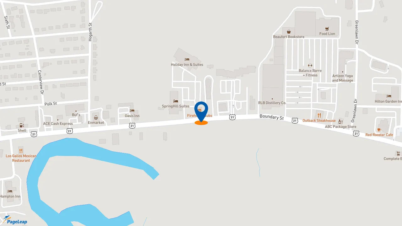 https://pageleap.com map showing location of Firehouse Subs Beaufort in Beaufort.