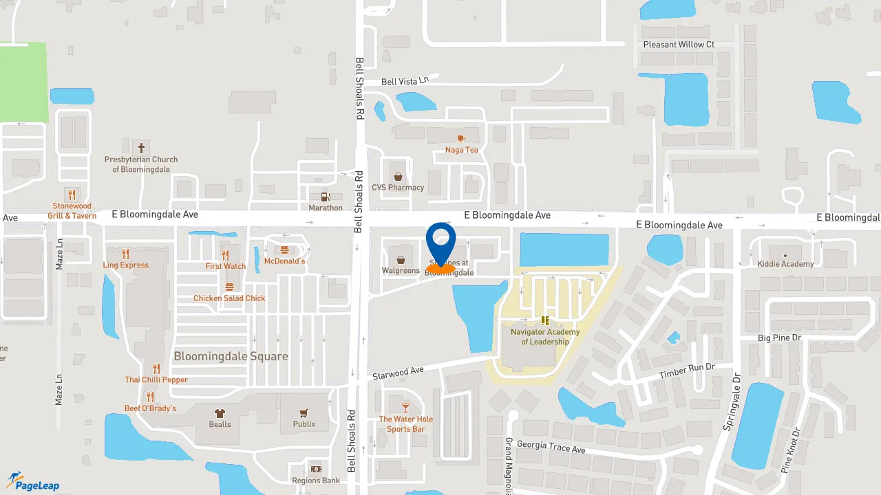 https://pageleap.com map showing location of Firehouse Subs Bloomingdale in Valrico.