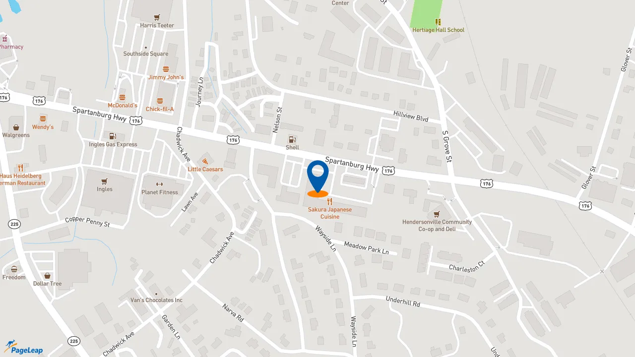 https://pageleap.com map showing location of Firehouse Subs Brooklyn Village in Hendersonville.