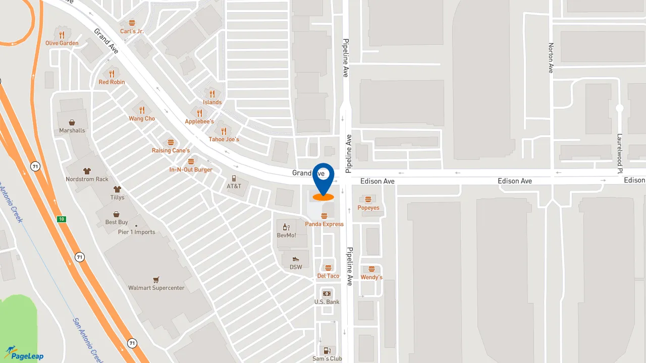 https://pageleap.com map showing location of Firehouse Subs Chino Spectrum Mall in Chino.