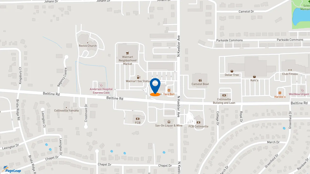 https://pageleap.com map showing location of Firehouse Subs Collinsville Centre in Collinsville.
