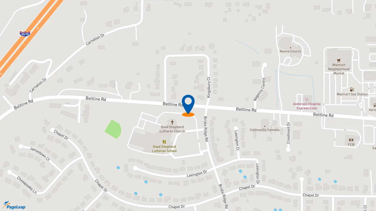 https://pageleap.com map showing location of Firehouse Subs Collinsville Centre in Collinsville.