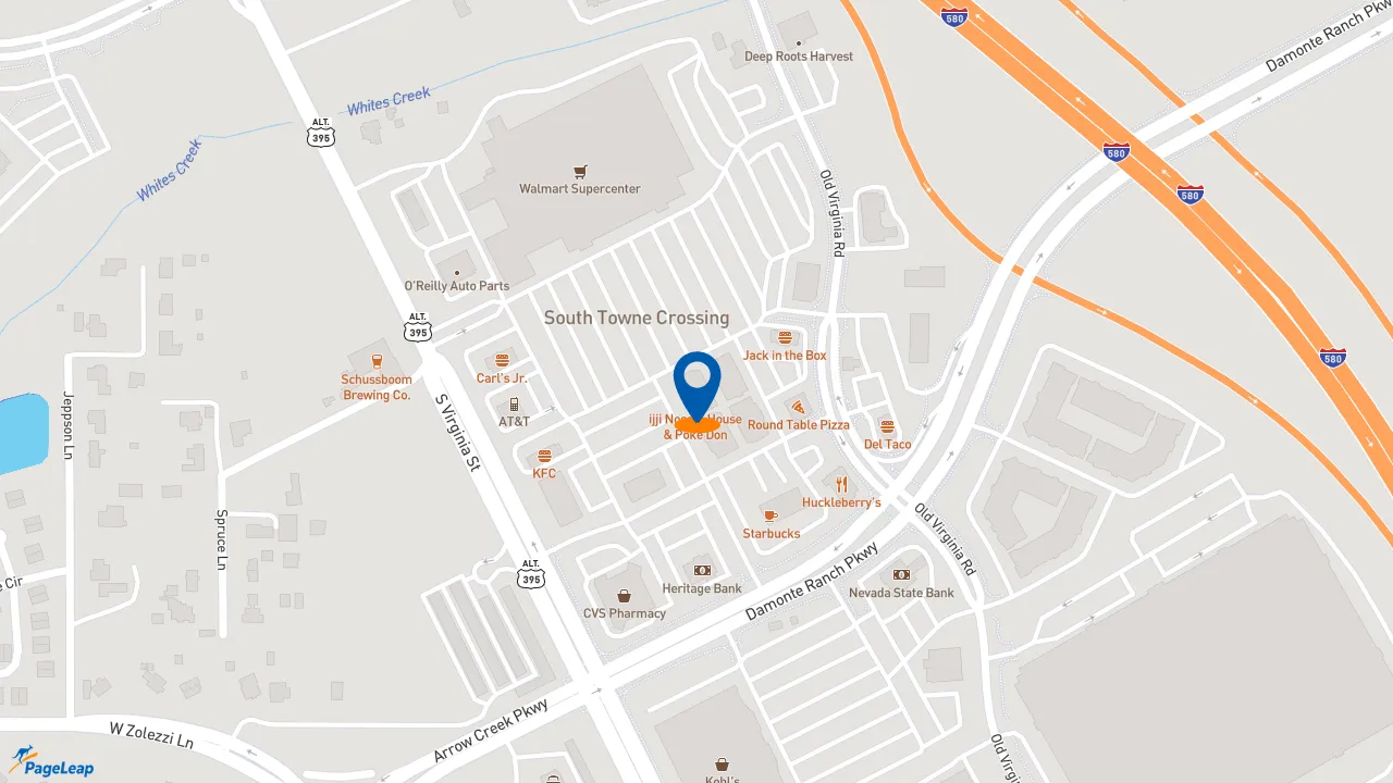 https://pageleap.com map showing location of Firehouse Subs Damonte Ranch in Reno.
