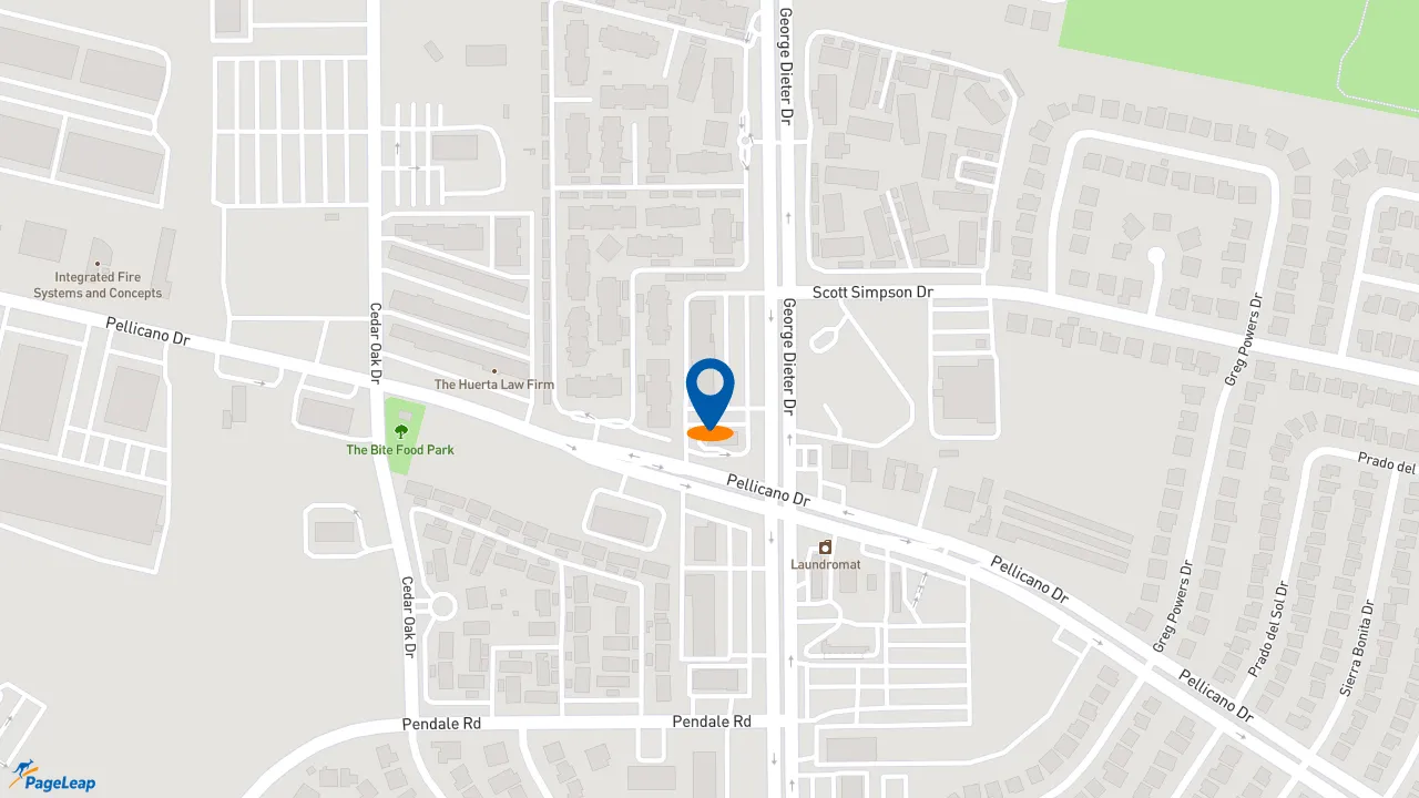 https://pageleap.com map showing location of Firehouse Subs George Dieter in El Paso.