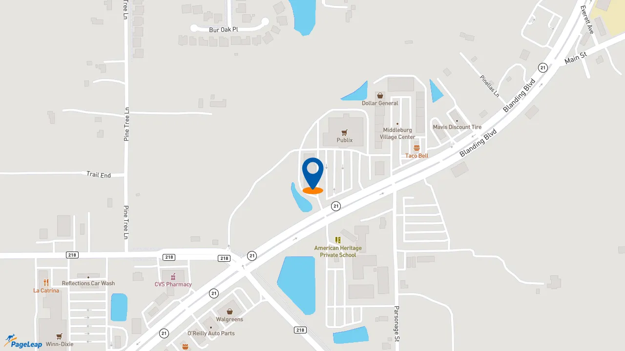 https://pageleap.com map showing location of Firehouse Subs Middleburg in Middleburg.