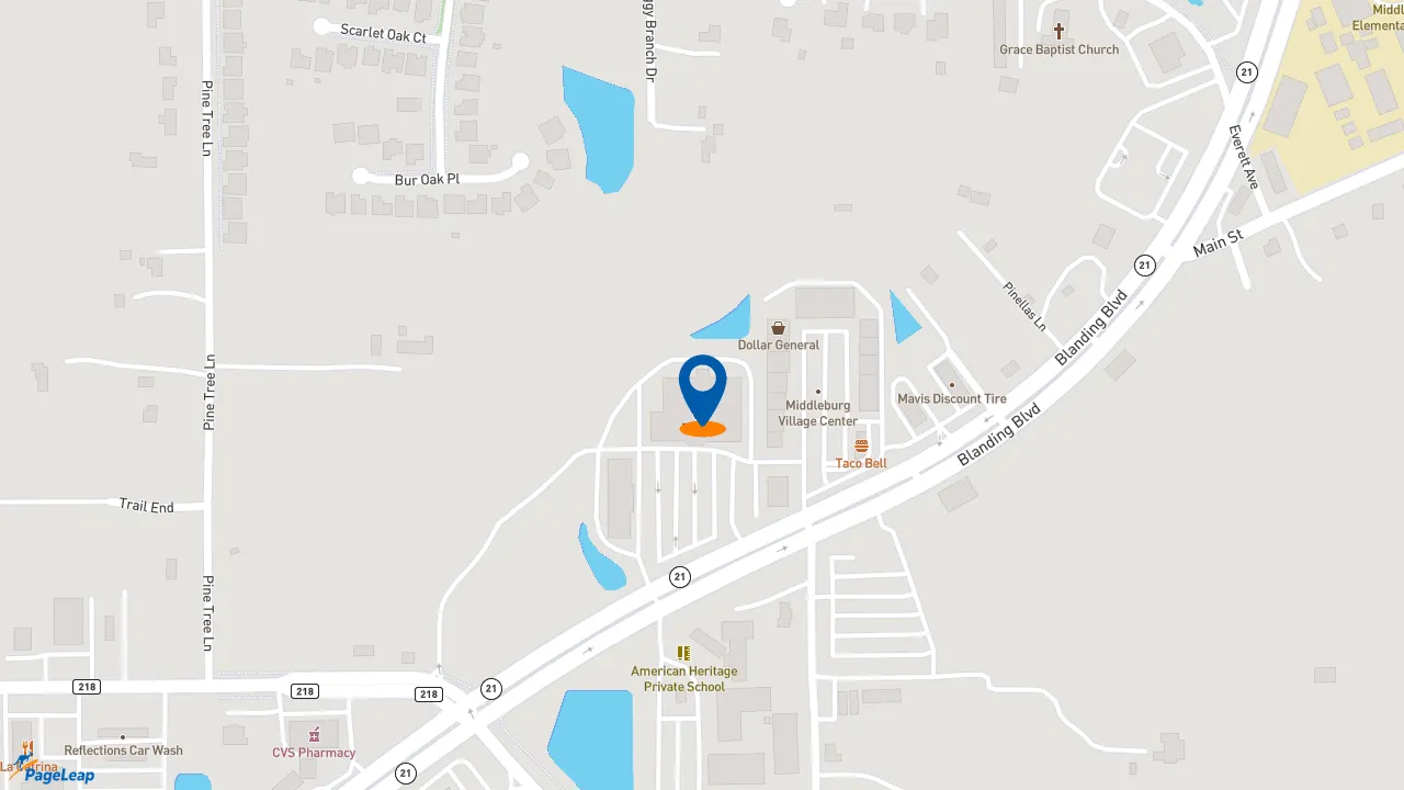 https://pageleap.com map showing location of Firehouse Subs Middleburg in Middleburg.